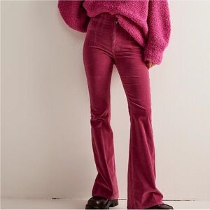 NEW Free People Baton Rouge Dusty Red  Jayde Cord Flare Jeans